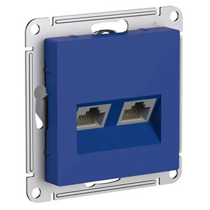ATLASDESIGN РОЗЕТКА двойная компьютерная RJ45+RJ45 кат. 5e, механизм, АКВАМАРИН ATN001185
