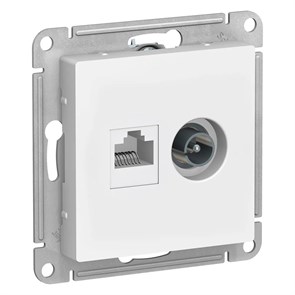 ATLASDESIGN РОЗЕТКА двойная ТВ + компьютерная RJ45 кат. 5e, механизм, БЕЛЫЙ ATN000189