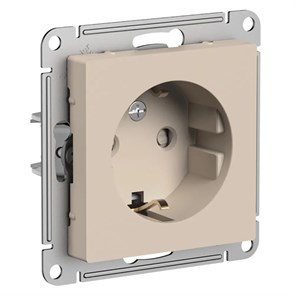 ATLASDESIGN РОЗЕТКА с заземлением со шторками, 16А, механизм, ПЕСОЧНЫЙ ATN001245