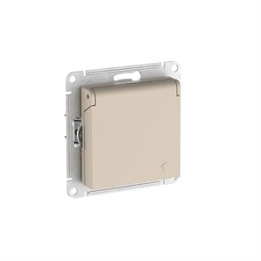 ATLASDESIGN РОЗЕТКА с заземлением со шторками с крышкой,16А,IP20, мех.,быстрозажим. клем., ПЕСОЧНЫЙ ATN001246S