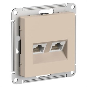 ATLASDESIGN РОЗЕТКА двойная компьютерная RJ45+RJ45 кат. 5e, механизм, ПЕСОЧНЫЙ ATN001285