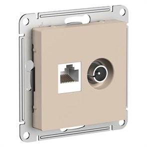 ATLASDESIGN РОЗЕТКА двойная ТВ + компьютерная RJ45 кат. 5e, механизм, ПЕСОЧНЫЙ ATN001289