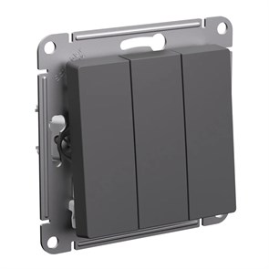 ATLASDESIGN 3-клавишный ВЫКЛЮЧАТЕЛЬ, сх.1+1+1, 10АХ, механизм, БАЗАЛЬТ ATN001431