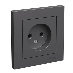 ATLASDESIGN РОЗЕТКА без заземления без шторок, 16А, в сборе, БАЗАЛЬТ ATN001440