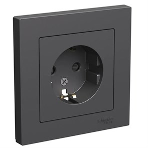 ATLASDESIGN РОЗЕТКА с заземлением со шторками, 16А, в сборе, БАЗАЛЬТ ATN001444