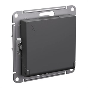 ATLASDESIGN РОЗЕТКА с заземлением со шторками с крышкой, 16А, IP20, механизм, БАЗАЛЬТ ATN001446