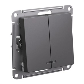 ATLASDESIGN 2-клавишный ВЫКЛЮЧАТЕЛЬ с подсветкой, сх.5а, 10АХ, механизм, БАЗАЛЬТ ATN001453