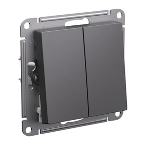 ATLASDESIGN 2-клавишный ПЕРЕКЛЮЧАТЕЛЬ, сх.6+6, 10АХ, механизм, БАЗАЛЬТ ATN001465