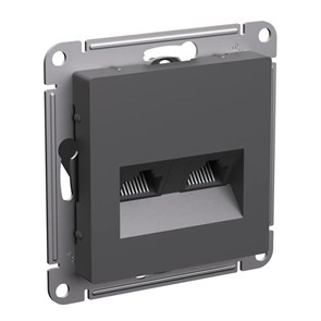 ATLASDESIGN РОЗЕТКА двойная компьютерная RJ45+RJ45 кат. 5e, механизм, БАЗАЛЬТ ATN001485