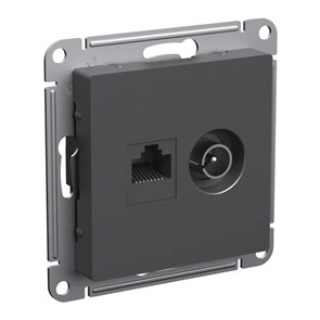 ATLASDESIGN РОЗЕТКА двойная ТВ + компьютерная RJ45 кат. 5e, механизм, БАЗАЛЬТ ATN001489