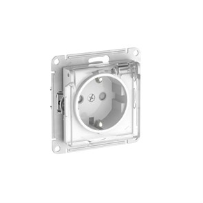ATLASDESIGN AQUA РОЗЕТКА с зазем. со шт. с прозрач. крыш,16А,IP44, мех., быстрозажим. клем., БЕЛЫЙ ATN440146S