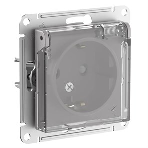 ATLASDESIGN AQUA РОЗЕТКА с заземлением со шторками, с прозрач. крышкой 16А, IP44, механизм, АЛЮМИНИЙ ATN440346