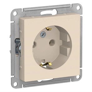 ATLASDESIGN РОЗЕТКА с заземлением без шторок, 16А, механизм, БЕЖЕВЫЙ ATN000243