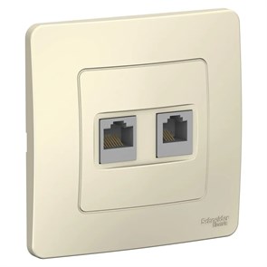 BLANCA С/У РОЗЕТКА двойная: комп.RJ45, кат.5E + телефон. RJ11, МОЛОЧНЫЙ BLNIS045112