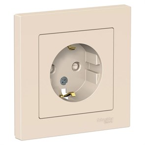 ATLASDESIGN РОЗЕТКА с заземлением со шторками, 16А, в сборе, БЕЖЕВЫЙ ATN000244