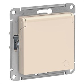 ATLASDESIGN РОЗЕТКА с заземлением со шторками с крышкой, 16А, IP20, механизм, БЕЖЕВЫЙ ATN000246