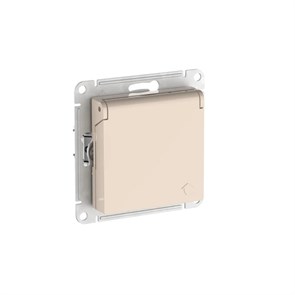 ATLASDESIGN РОЗЕТКА с заземлением со шторками с крышкой,16А,IP20, мех.,быстрозажим. клем., БЕЖЕВЫЙ ATN000246S