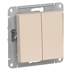 ATLASDESIGN 2-клавишный ПЕРЕКЛЮЧАТЕЛЬ, сх.6+6, 10АХ, механизм, БЕЖЕВЫЙ ATN000265