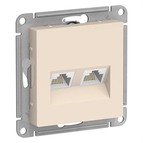 ATLASDESIGN РОЗЕТКА двойная компьютерная RJ45+RJ45 кат. 5e, механизм, БЕЖЕВЫЙ ATN000285