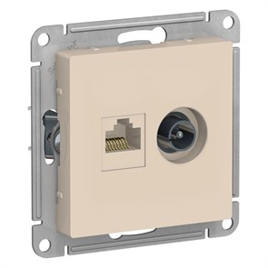 ATLASDESIGN РОЗЕТКА двойная ТВ + компьютерная RJ45 кат. 5e, механизм, БЕЖЕВЫЙ ATN000289