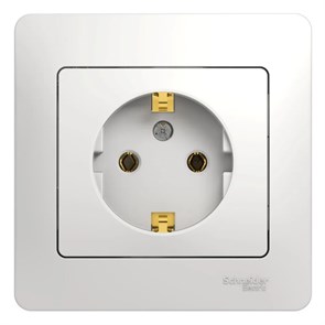 GLOSSA РОЗЕТКА с заземлением без шторок, 16А, в сборе, БЕЛЫЙ GSL000142