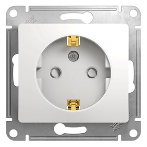 GLOSSA РОЗЕТКА с заземлением со шторками, 16А, механизм, БЕЛЫЙ GSL000145