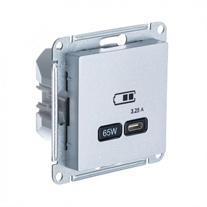 ATLASDESIGN USB РОЗЕТКА тип-С 65Вт высокоскор.заряд. QC, PD, механизм, АЛЮМИНИЙ ATN000327