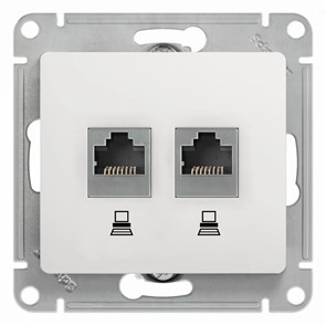 GLOSSA РОЗЕТКА двойная компьютерная RJ45+RJ45 кат. 5e, механизм, БЕЛЫЙ GSL000185KK