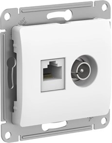 GLOSSA РОЗЕТКА двойная ТВ + компьютерная RJ45 кат. 5e, механизм, БЕЛЫЙ GSL000189