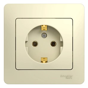 GLOSSA РОЗЕТКА с заземлением без шторок, 16А, в сборе, БЕЖЕВЫЙ GSL000242