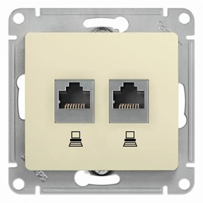GLOSSA РОЗЕТКА двойная компьютерная RJ45+RJ45 кат. 5e, механизм, БЕЖЕВЫЙ GSL000285KK