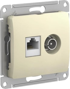 GLOSSA РОЗЕТКА двойная ТВ + компьютерная RJ45 кат. 5e, механизм, БЕЖЕВЫЙ GSL000289