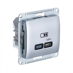 GLOSSA USB РОЗЕТКА тип-С 65Вт высокоскор.заряд. QC, PD, механизм, АЛЮМИНИЙ GSL000327