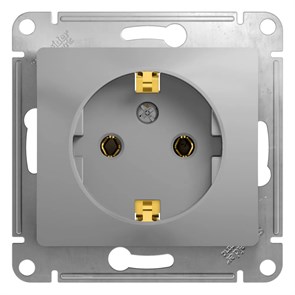 GLOSSA РОЗЕТКА с заземлением без шторок, 16А, механизм, АЛЮМИНИЙ GSL000343