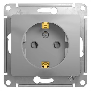 GLOSSA РОЗЕТКА с заземлением со шторками, 16А, механизм, АЛЮМИНИЙ GSL000345