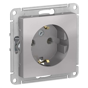 ATLASDESIGN РОЗЕТКА с заземлением без шторок, 16А, механизм, АЛЮМИНИЙ ATN000343