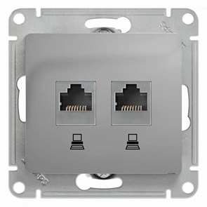 GLOSSA РОЗЕТКА двойная компьютерная RJ45+RJ45 кат. 5e, механизм, АЛЮМИНИЙ GSL000385KK