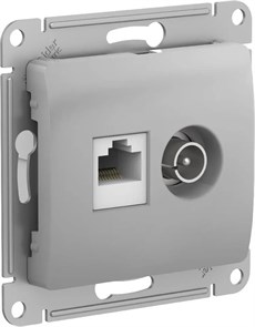 GLOSSA РОЗЕТКА двойная ТВ + компьютерная RJ45 кат. 5e, механизм, АЛЮМИНИЙ GSL000389