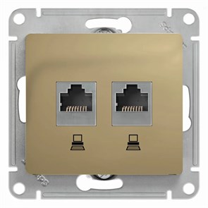 GLOSSA РОЗЕТКА двойная компьютерная RJ45+RJ45 кат. 5e, механизм, ТИТАН GSL000485KK