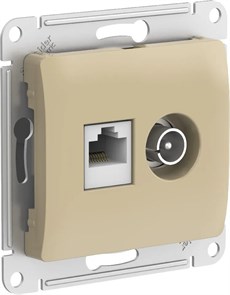 GLOSSA РОЗЕТКА двойная ТВ + компьютерная RJ45 кат. 5e, механизм, ТИТАН GSL000489