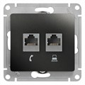 GLOSSA РОЗЕТКА двойная RJ11+RJ45 кат.5e, механизм, АНТРАЦИТ GSL000785 - фото 10060