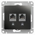 GLOSSA РОЗЕТКА двойная компьютерная RJ45+RJ45 кат. 5e, механизм, АНТРАЦИТ GSL000785KK - фото 10064