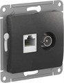 GLOSSA РОЗЕТКА двойная ТВ + компьютерная RJ45 кат. 5e, механизм, АНТРАЦИТ GSL000789 - фото 10068