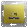 GLOSSA USB РОЗЕТКА A+A, 5В/2,1 А, 2х5В/1,05 А, механизм, ФИСТАШКОВЫЙ GSL001033 - фото 10437