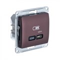 GLOSSA USB РОЗЕТКА тип-C 65Вт высокоскор.заряд. QC, PD, механизм, БАКЛАЖАНОВЫЙ GSL001127 - фото 10490