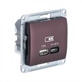GLOSSA USB РОЗЕТКА А + тип-С 45Вт высокоскор.заряд. QC,PD, мех., БАКЛАЖАНОВЫЙ GSL001129 - фото 10493