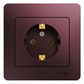 GLOSSA РОЗЕТКА с заземлением,16А, 250В, в сборе,БАКЛАЖАНОВЫЙ GSL001142 - фото 10511