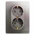 GLOSSA РОЗЕТКА двойная с заземлением без шторок, 16А, в сборе, ПЛАТИНА GSL001224 - фото 10658