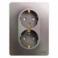 GLOSSA РОЗЕТКА двойная с заземлением со шторками, 16А, в сборе, ПЛАТИНА GSL001226 - фото 10667