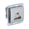 GLOSSA USB РОЗЕТКА A + тип-C 45Вт высокоскор.заряд. QC, PD, механизм, ПЛАТИНА GSL001229 - фото 10676
